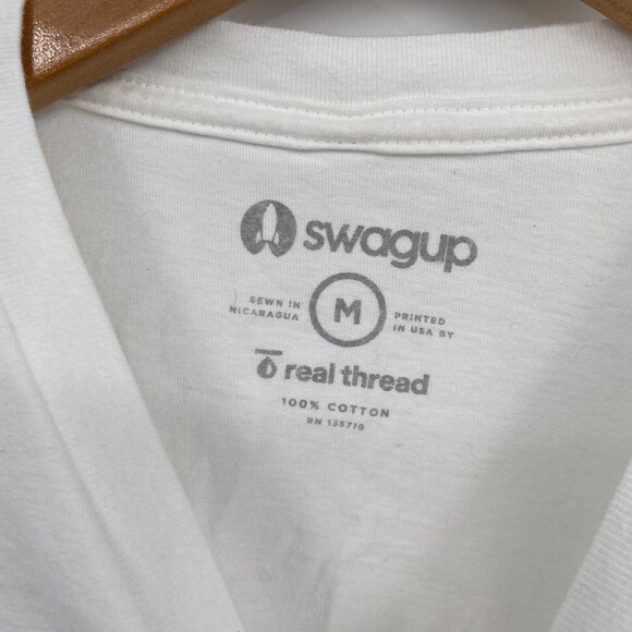 Swagup Poshfest 2021 White Short Sleeve Round Neck Cotton T Shirt Size Medium - Picture 5 of 5